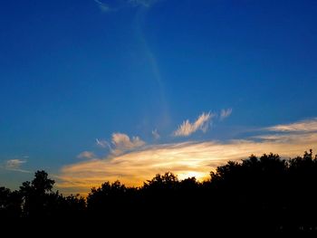 Low angle view of silhouette trees against sky at sunset