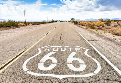 Surface level of road against sky