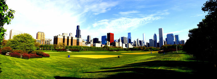 View of park against cloudy sky