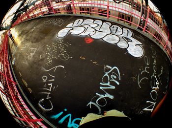 Close-up of text on wall