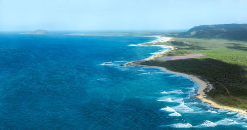 Aerial view of sea against sky