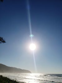 Scenic view of sea against clear sky on sunny day