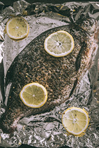 High angle view of fruits in water