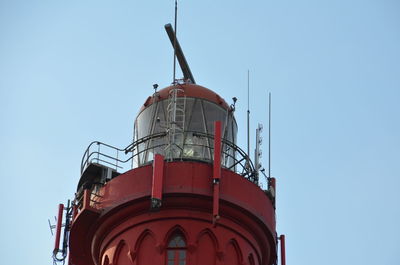 Low angle view of lighthouse against clear sky