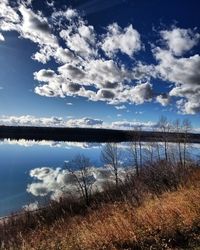 Scenic view of lake against sky