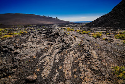 Scenic view of landscape against blue sky