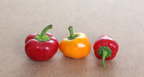 Close-up of bell peppers on table