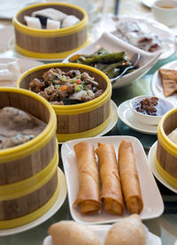 High angle view of food on table