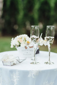 Close-up of wine glass on table