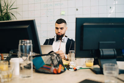 Man working on table