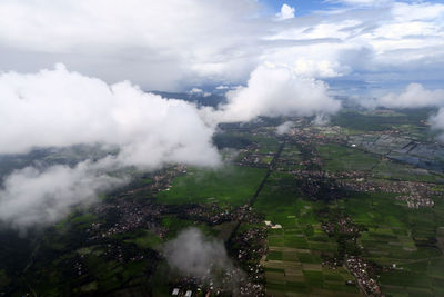 Aerial view of clouds over landscape