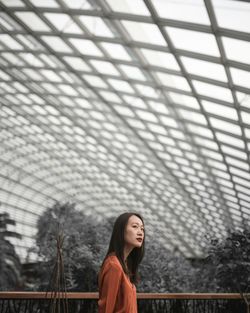 Woman smiling in city