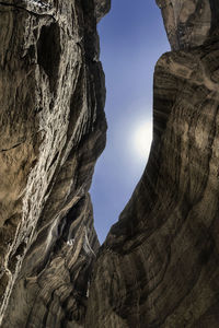 Low angle view of rock formation