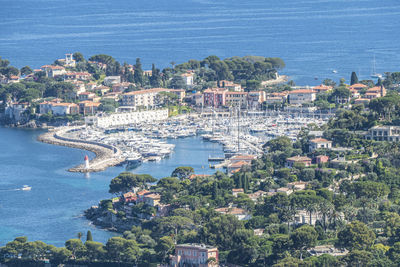 Aerial view of saint-jean-cap-ferrat with the blue sea and beautiful beaches