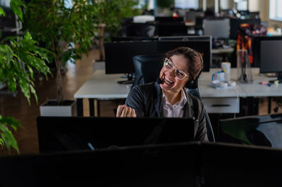 Woman working with smart phone