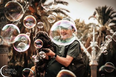 Portrait of people with bubbles