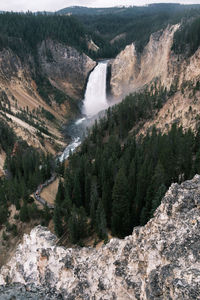 High angle view of waterfall