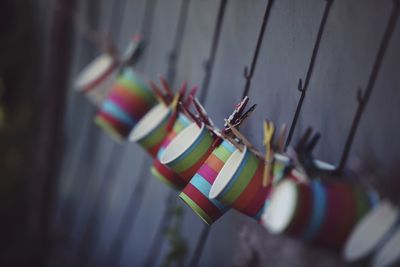 Close-up of multi colored hanging
