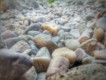 Full frame shot of pebbles on shore