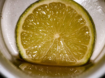 High angle view of lemon in plate