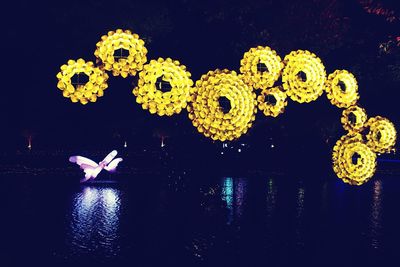 Reflection of illuminated lights in water