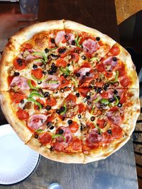 Close-up of pizza on table