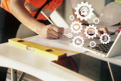 Man working on table