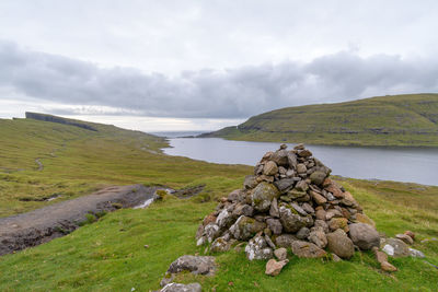 Scenic view of rocks against sky