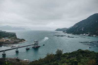 High angle view of sea against sky