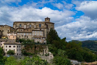 Low angle view of old building against sky