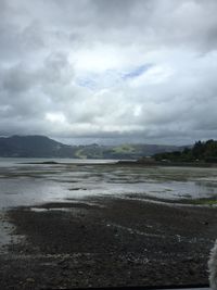 Scenic view of sea against cloudy sky