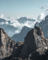 Scenic view of rocky mountains against sky