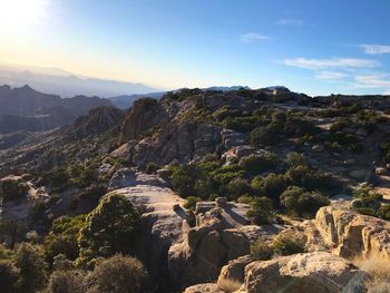 Scenic view of mountains against sky