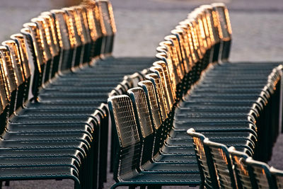 Close-up of seats in row