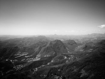 High angle view of dramatic landscape against sky