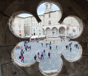 Group of people in front of historical building