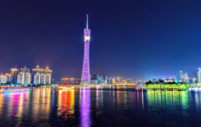 Illuminated city at night