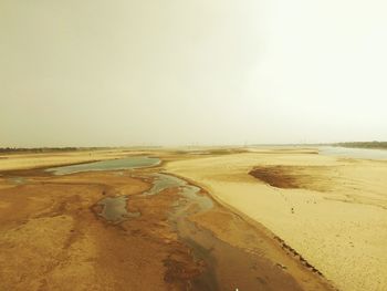 Scenic view of beach against clear sky