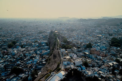 High angle view of buildings in city