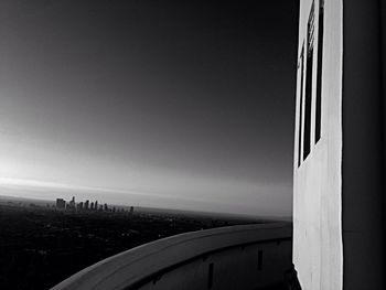 Observation point by landscape against clear sky