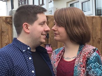 Close-up of young couple kissing