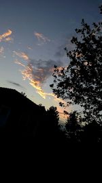 Silhouette trees against sky at sunset