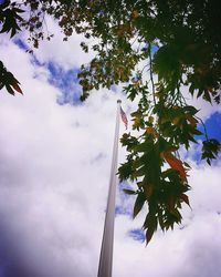 Low angle view of tree against cloudy sky