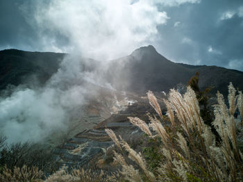 Scenic view of mountains against sky