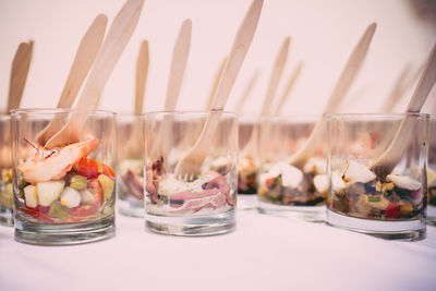 Close-up of glass jar on table