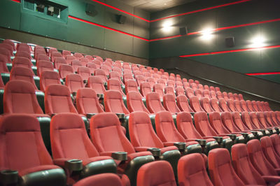Empty chairs in stadium
