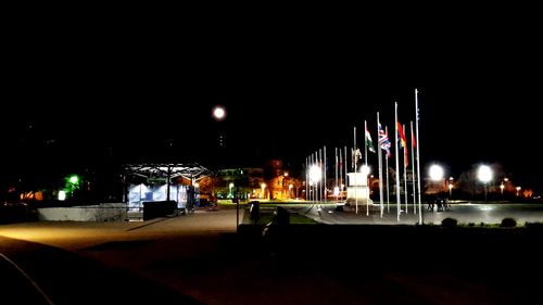 View of illuminated buildings at night