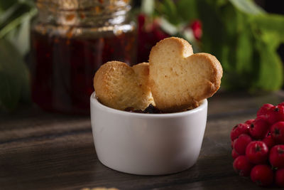 Close-up of dessert on table