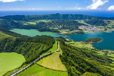 High angle view of landscape against sky