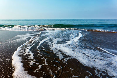 Scenic view of sea against clear sky